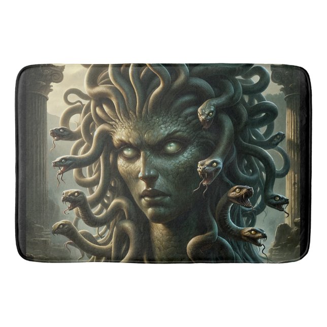 Medusa Dödens Stirrande Ormhuvud Badrumsmatta (Framsidan)