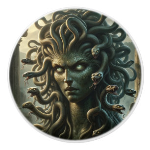 Medusa Dödens Stirrande Ormhuvud Knopp