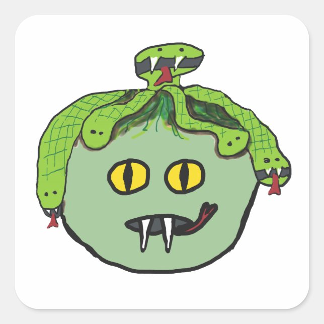 Medusa Fyrkantigt Klistermärke (Framsida)
