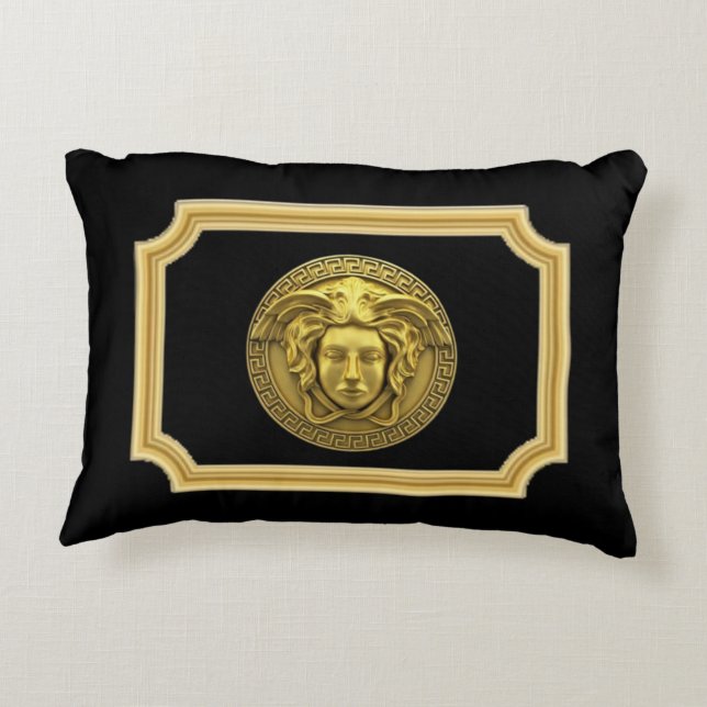 Medusa Golden Roman Designer Prydnadskudde (Baksidan)