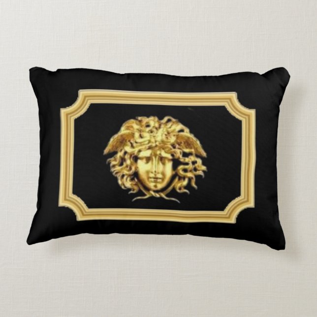 Medusa Golden Roman Designer Prydnadskudde (Baksidan)
