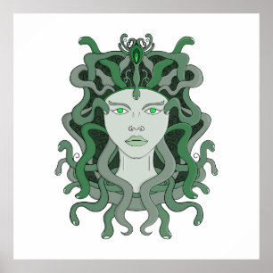 Medusa Gorgo Orm Gorgon Monster Grekisk Mytologi Poster