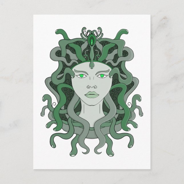 Medusa Gorgo Snake Gorgon Monster Grekisk mytologi Vykort (Framsida)