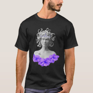 Medusa Gorgon Grekisk Mythology Lila Blommigt T Shirt