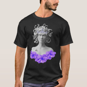 Medusa Gorgon Grekisk Mythology Lila Blommigt  T Shirt