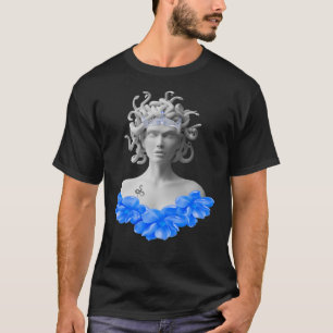 Medusa Gorgon Grekiska Mythology Blue Blommigt T Shirt