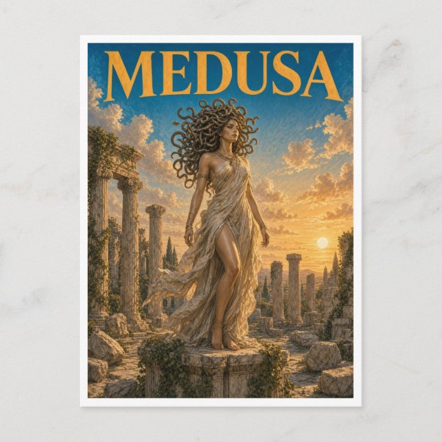 Medusa, gotisk fantasymonster vykort (Framsida)