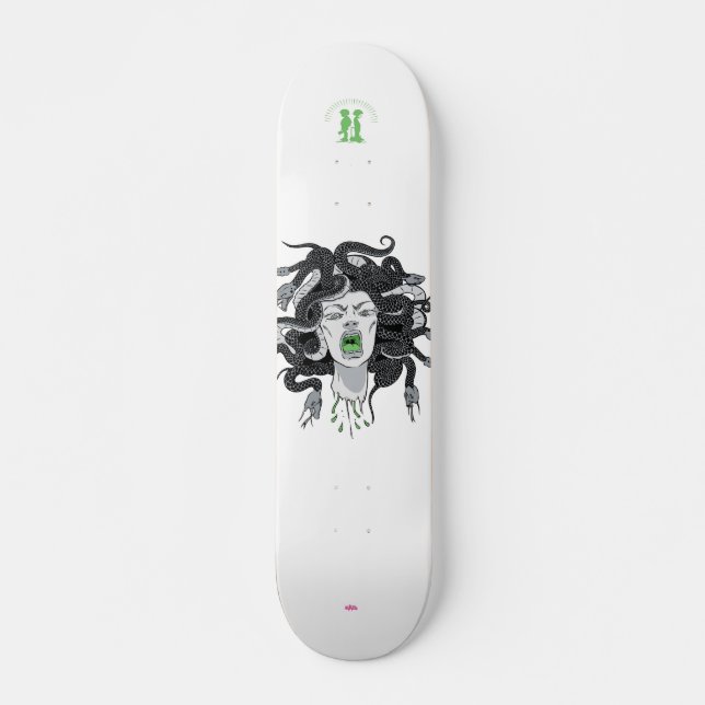 "Medusa" grått Old School Skateboard Bräda 18 Cm (Framsida)