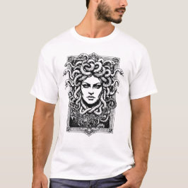 Medusa Greek Goddess with snakes illustration T Shirt