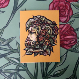 Medusa Green Snakes Gorgon Vykort