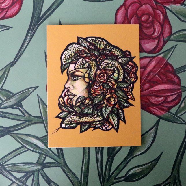 Medusa Green Snakes Gorgon                         Vykort (Skapare uppladdad)