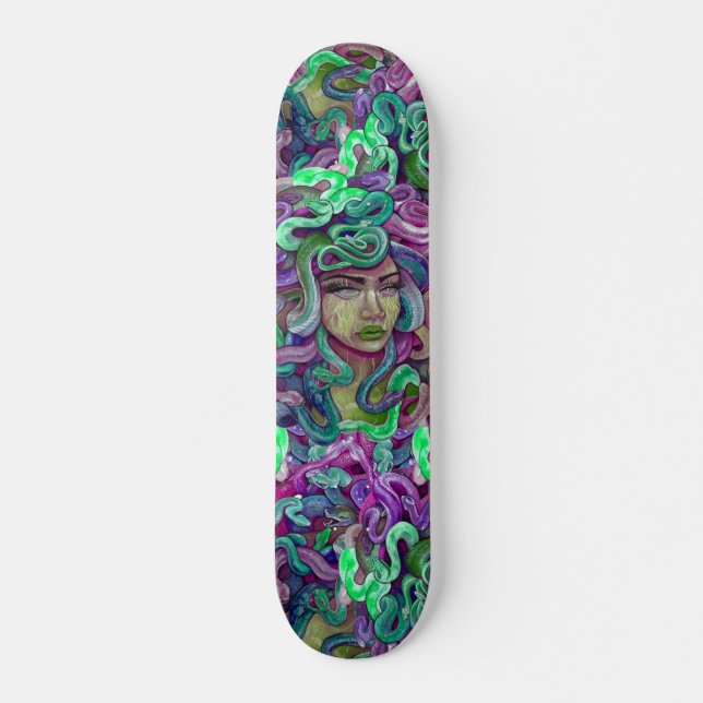 Medusa grönt och lila girly skate board (Framsida)