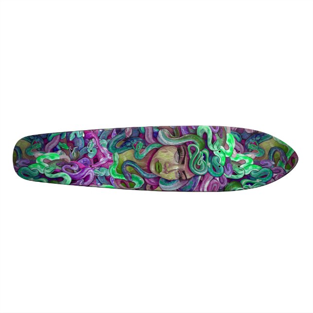 Medusa grönt och lila girly skate board (Horisontell)