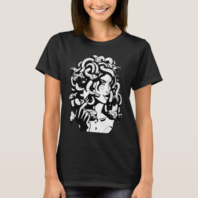 Medusa Head Snake Hair grekiska Mythology Ancient  T Shirt (Framsida)