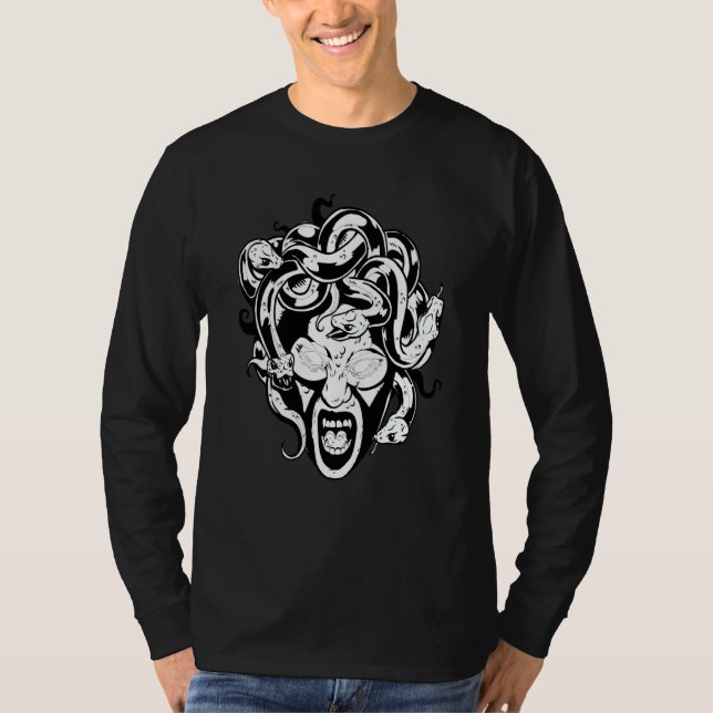 Medusa Head Snake Hair Mythology Ancient Greek T Shirt (Framsida)