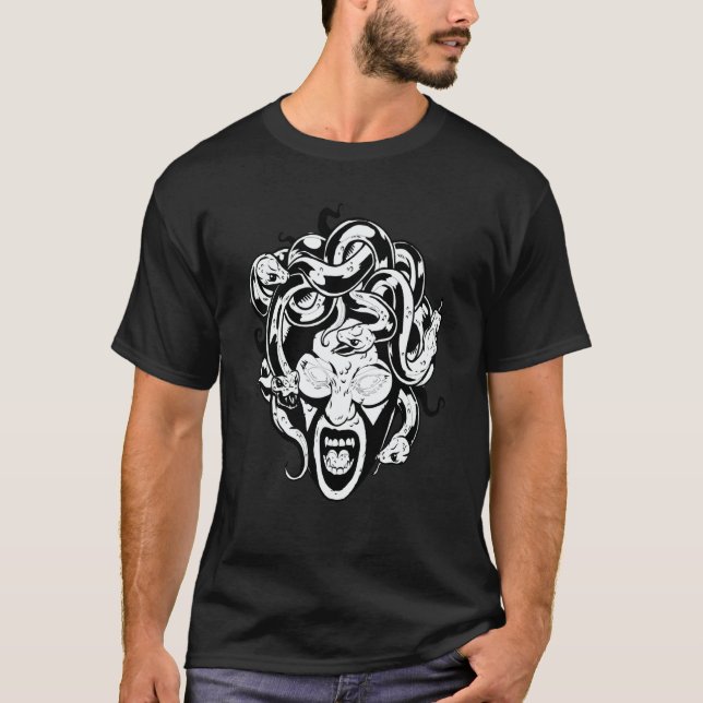 Medusa Head Snake Hair Mythology Ancient Greek T Shirt (Framsida)