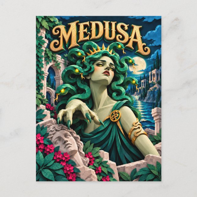 Medusa, Pappersklippt Monster Vykort (Framsida)