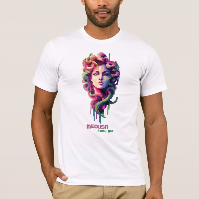 Medusa Pixel Art T Shirt (Framsida)