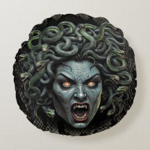 Medusa Queen of Stone Pillow (Rund)