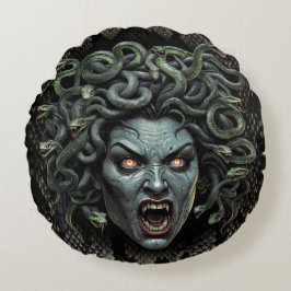 Medusa Queen of Stone Pillow (Rund) Rund Kudde