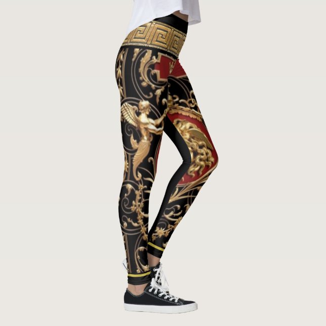 Medusa, Serafimer och Grekisk Nyckel Klassisk Desi Leggings (Höger)