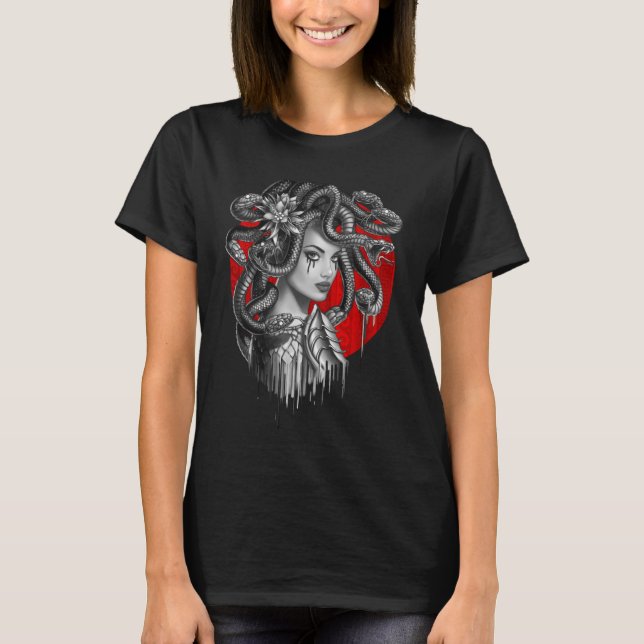 MEDUSA - Snake Head Girl från Grekisk myt Tattoo T Shirt (Framsida)