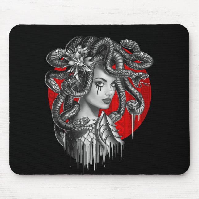 MEDUSA - Snake Head Girl från Grekiska Myth Tattoo Musmatta (Framsidan)