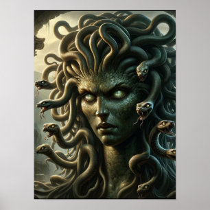 Medusa Stare of Death Head of Snakes Poster