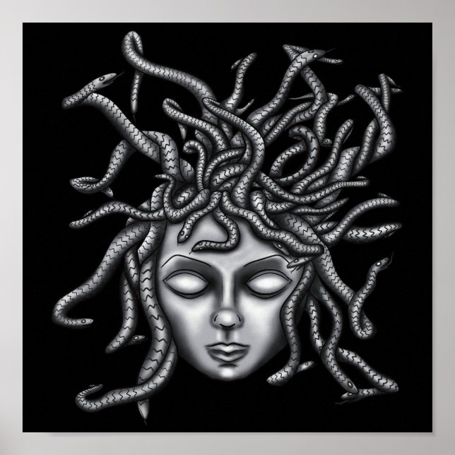 Medusa Statue, Grekisk skulptur, mytologi Poster (Framsidan)