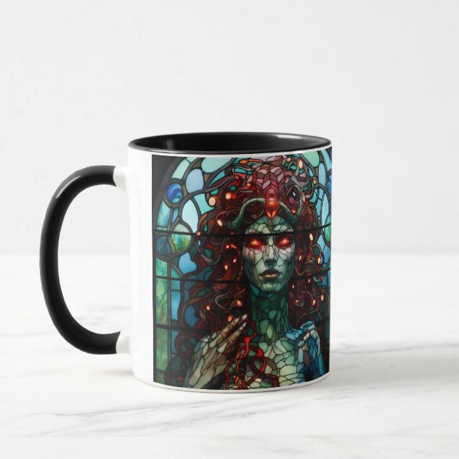 Medusa - Tiffany-stil fönster i glasmålning Mugg (Vänster)