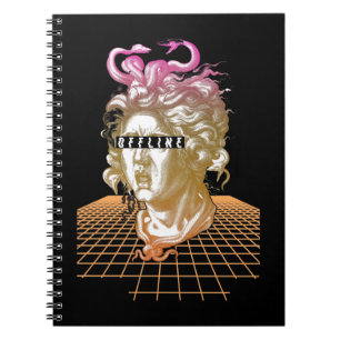 Medusa Vaporwave Aesthetic Ancient Greece Statue Anteckningsbok