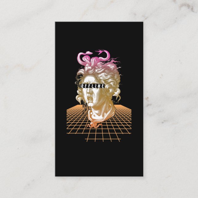 Medusa Vaporwave Aesthetic Ancient Greece Statue Visitkort (Framsida)
