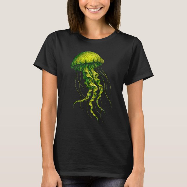 Méduse Fluorescente Artistique T Shirt (Framsida)