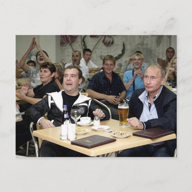 MEdvedev och Putin Party Vykort (Framsida)