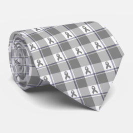 Medvetande om ben cancer Plaid Grå Band Slips