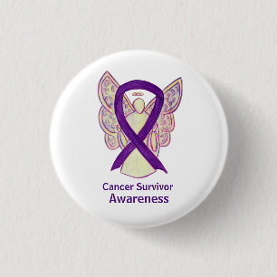 Medvetande om canceröverlevnad Band Purple Angel P Knapp
