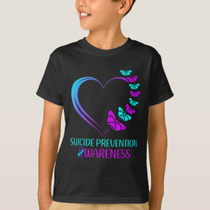 Medvetande om självmordsförebyggande fjäril hjärta t shirt