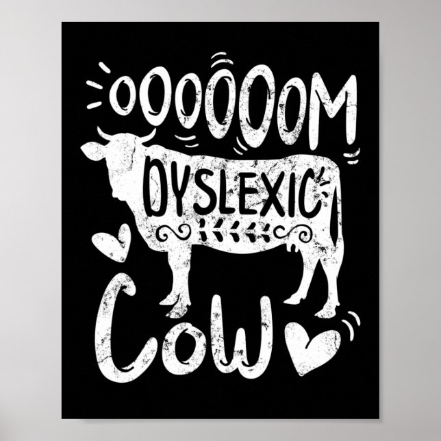 Medvetande Oooom Dyslektisk Ko Läsning Lärande Går Poster (Framsidan)