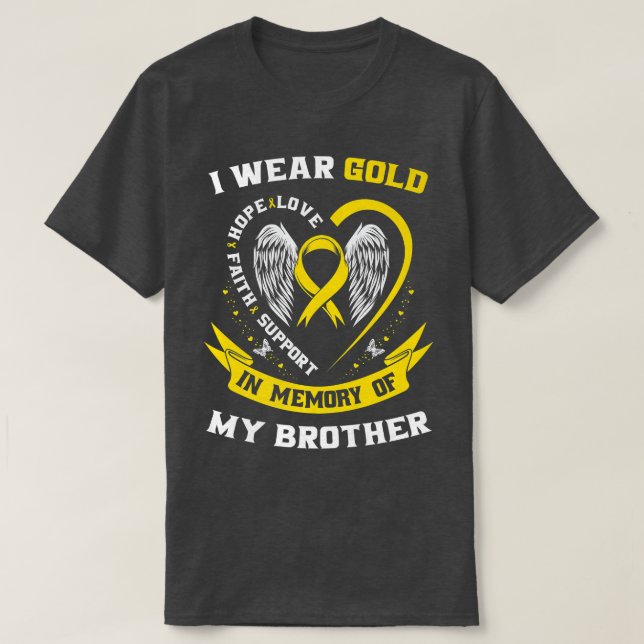 Medvetandebroder för barncancer i guld t shirt (Design framsida)