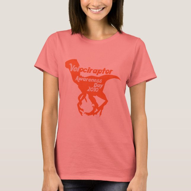 Medvetandedagen för Velociraptor T Shirt (Framsida)