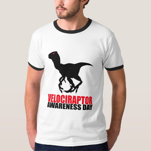Medvetandedagen för Velociraptor Tee Shirt (Framsida)