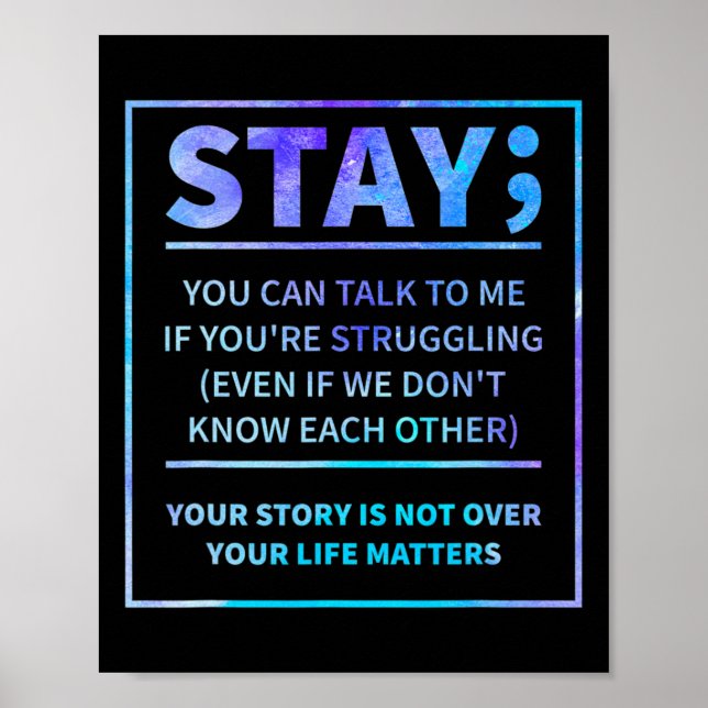 Medvetandeförebyggande Semikolon Psykisk hälsa Poster (Framsidan)
