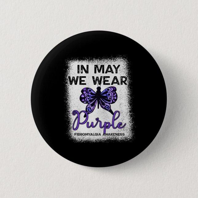 Medvetandeförklaring i maj Bära Lila Butterfly Knapp (Framsida)
