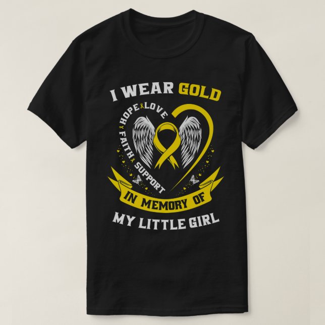 Medvetandegörandedotter för barn i guld t shirt (Design framsida)