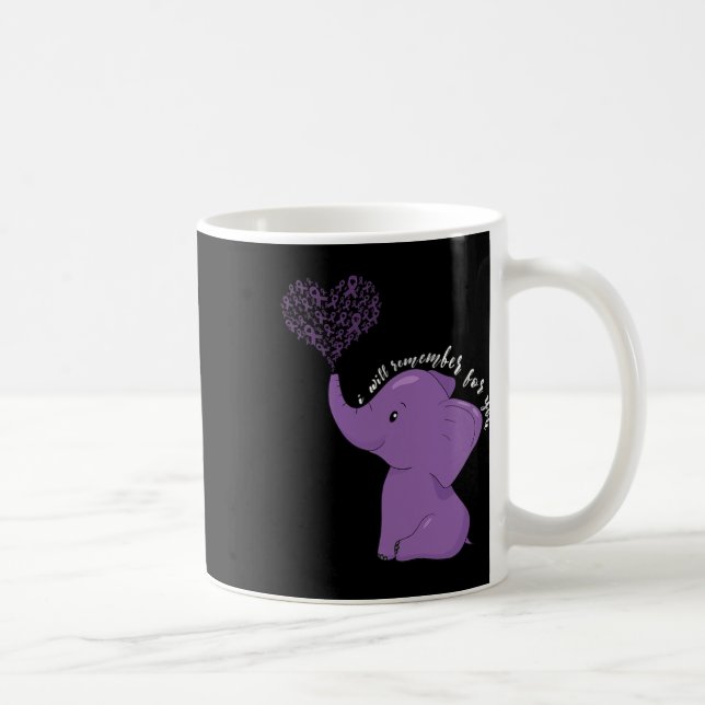 Medvetandemånad jag avslutar lila band elefant  kaffemugg (Höger)