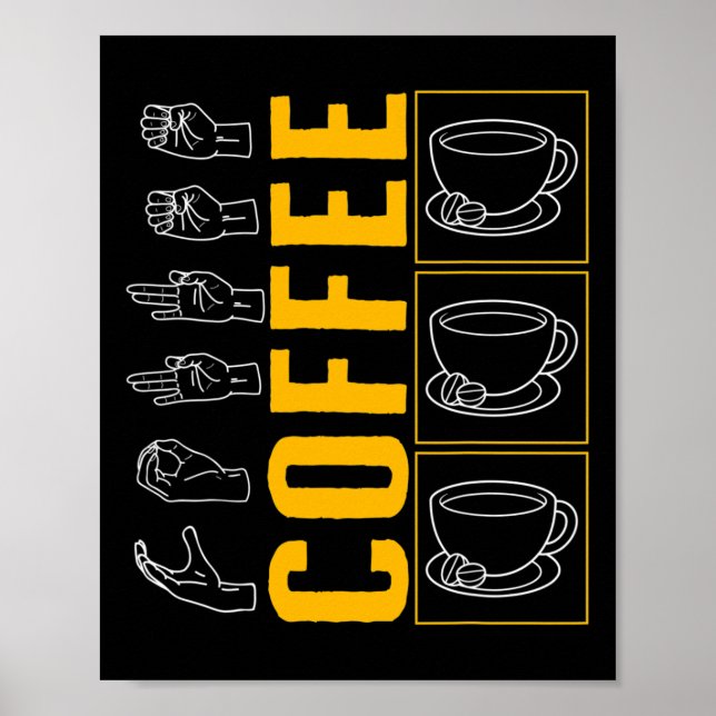 Medvetandemånad Kaffe Asl Älskare Trendig Kärlek D Poster (Framsidan)