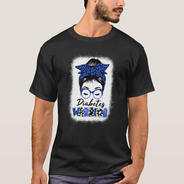 Medvetandemånad Typ T1D T2D Messy Bun Wa T Shirt (Framsida)