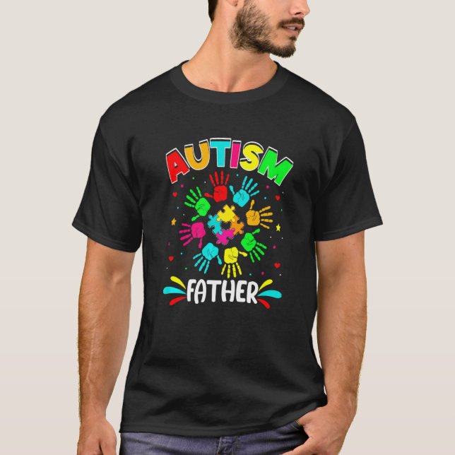 Medveten Autism för Autism för Autistisk Far Puzzl T Shirt (Framsida)