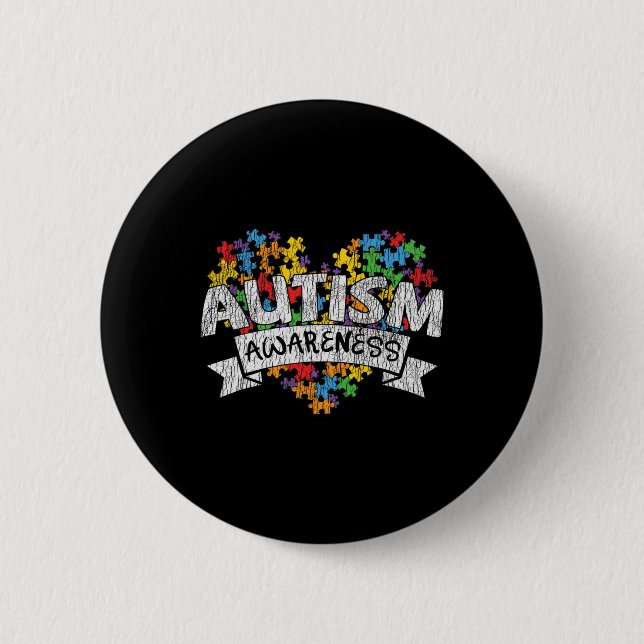 Medveten för  Autism Awerness Month Autistic Kids Knapp (Framsida)