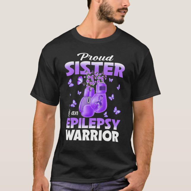 Medveten med producerad syster till epilepsi t shirt (Framsida)